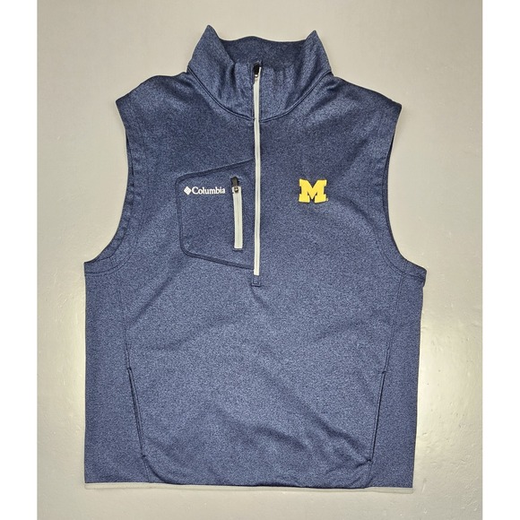 Columbia Golf University Of‎ Michigan Wolverines Vest Mens Large Blue Explorer - Picture 1 of 7